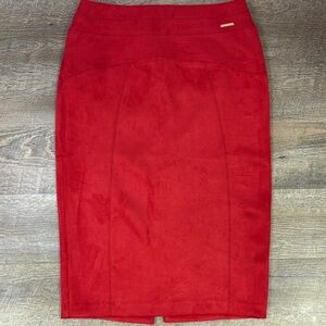 Marc New York Andrew Marc Red Faux Suede Pencil Skirt Size Small